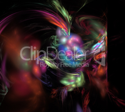 image of one Digital Fractal on Black Color