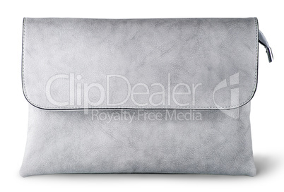 In front elegant gray female clutch bag