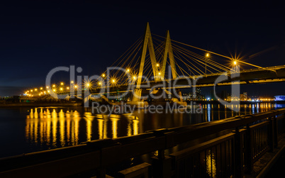 Night bridge across the river in Kazan