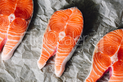 Salmon Steaks on Parchment Paper