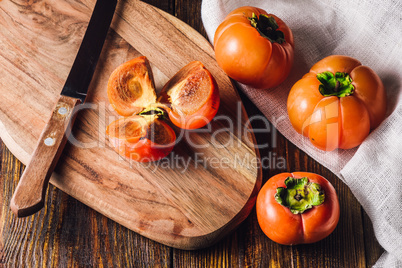 Sliced Persimmon on Board