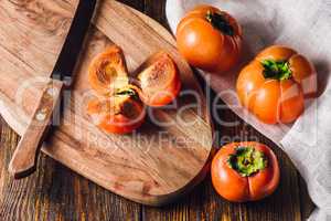Sliced Persimmon on Board