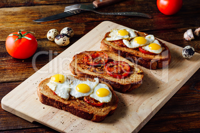 Three Toasts with Eggs and Tomatoes