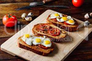 Three Toasts with Eggs and Tomatoes