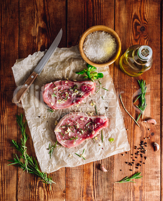Pork Rib Eye Steaks with Ingredients