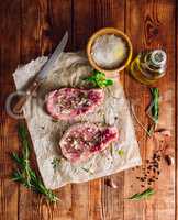 Pork Rib Eye Steaks with Ingredients
