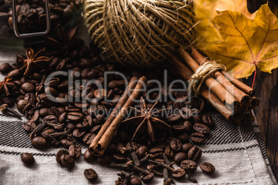 Autumn Still Life with Coffee and Leaves