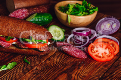 Sandwich with Salami and Vegetables