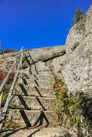 Treppe Weissmainsfelsen Felsblöcke im Fichtelgebirge Ochsenkopf