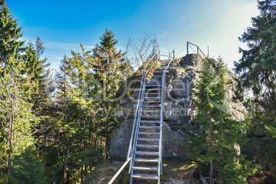 Treppe Weissmainsfelsen Felsblöcke im Fichtelgebirge Ochsenkopf