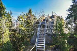 Treppe Weissmainsfelsen Felsblöcke im Fichtelgebirge Ochsenkopf