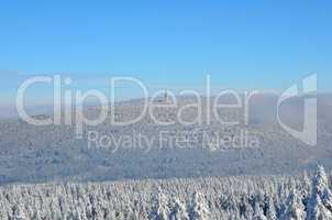 Schneeberg Gipfel Fichtelgebirge Winter Schnee