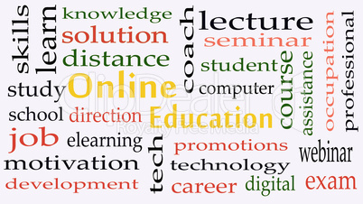 Online education concept word cloud background