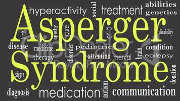 Asperger syndrome word cloud collage, health concept