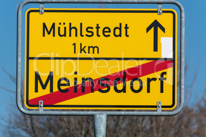 Traffic sign of the town of Meinsdorf