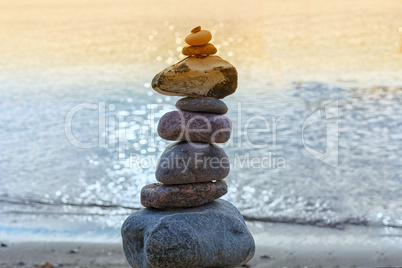 Balanced stones balance stone by the sea