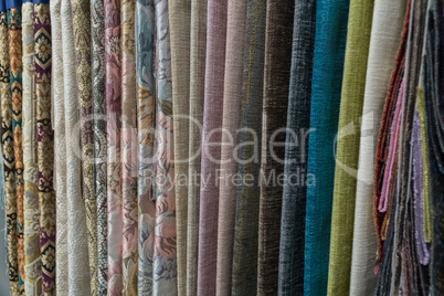 Wide range of fabrics in the store.