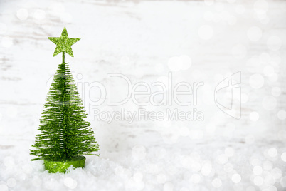 Green Christmas Tree, Star, Snow, Copy Space