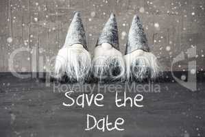 Three Gray Gnomes, Cement, Snowflakes, Save The Date