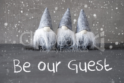 Three Gray Gnomes, Cement, Snowflakes, Be Our Guest