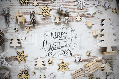 Flat Lay, Christmas Decoration, Calligraphy Merry Christmas