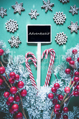 Vertical Black Christmas Sign,Lights, Adventszeit Means Advent Season