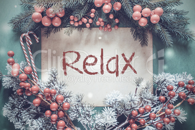 Christmas Garland, Fir Tree Branch, Snowflakes, Text Relax
