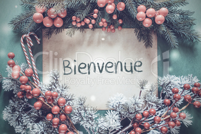 Christmas Garland, Fir Tree Branch, Bienvenue Means Welcome