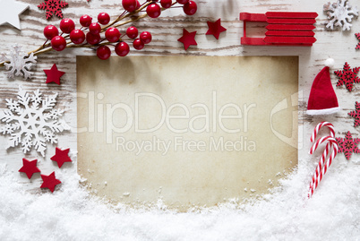 Brown Paper, Christmas Decoration, Snow, Copy Space