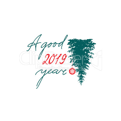 Happy New Year 2019 banner. Winter holiday background. Christmas