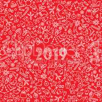 Christmas icon holiday background. Happy New 2019 Year card
