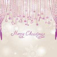 Christmas snowfall background with handwritten lettering. Greeti