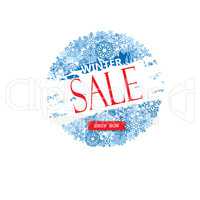 Winter shopping sale banner with lettering. Snow background. Hol