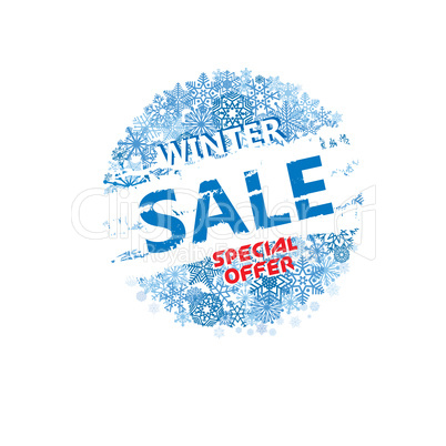Winter shopping sale banner with lettering. Snow background. Hol