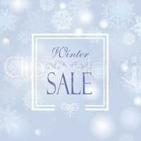 Winter shopping sale banner with lettering. Snow frame backgroun