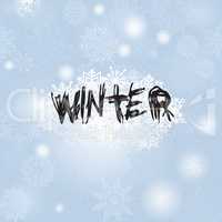 Christmas snowfall background with lettering WINTER. Winter holi