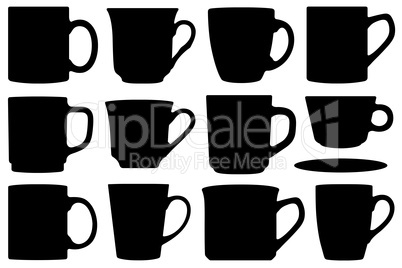 Set of different cups and mugs