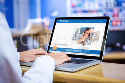 Businessman using a 3d laptop