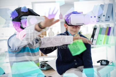 Business people using virtual reality simulators