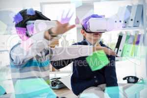 Business people using virtual reality simulators