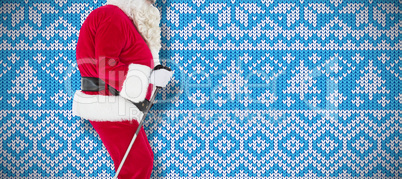 Composite image of festive father christmas skiing