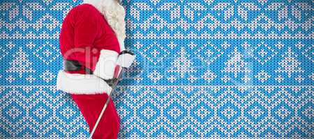 Composite image of festive father christmas skiing