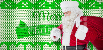 Composite image of festive santa claus checking time