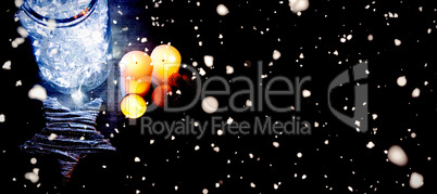 Composite image of snow falling