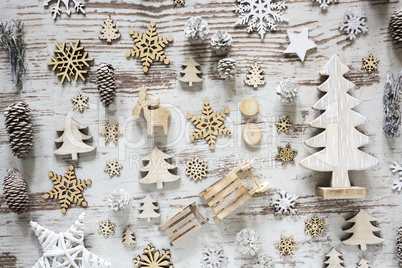 Flat Lay With Rustic White Christmas Decoration