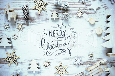 Flat Lay, Christmas Decoration, Calligraphy Merry Christmas, Frosty Look