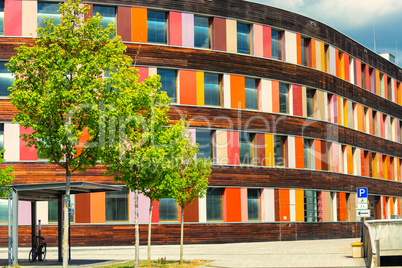 Colorful facade Federal Environment Agency in Dessau