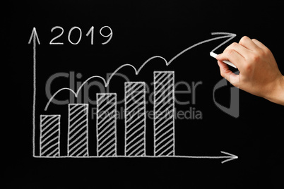 Growth Graph Year 2019 Blackboard Concept