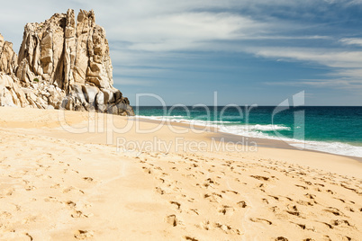 Footsteps in the beach of Cabo San Lucas, Mexico