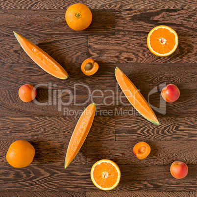 Fresh orange toned fruits